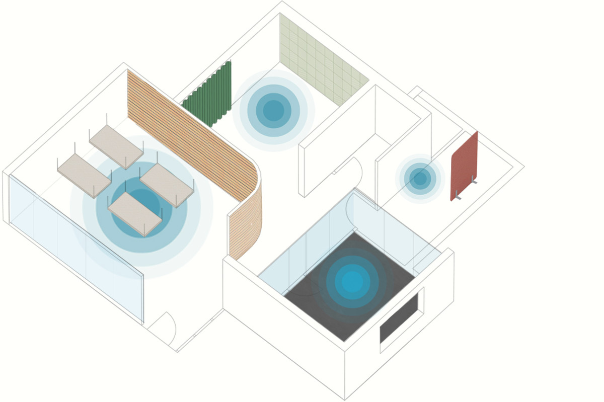 immagine dell'ambito: Analizziamo con attenzione i possibili difetti d’isolamento e assorbimento acustico dell’ambiente e interveniamo eliminando le fonti di stress dovute a suoni e rumori indesiderati. Un'acustica corretta degli spazi aumenta concentrazione, produttività e l'intero comfort psicofisico.